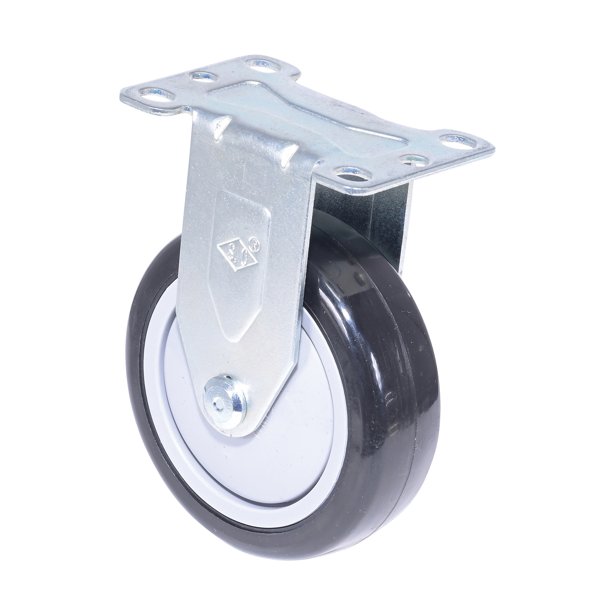 Vestil Rigid Caster — 4in. dia. x 1.25in. Width, Polyurethane/Polyolefin, 350-Lb. Capacity, Black/Gray, Model# CST-VE-4X1.25PP-R